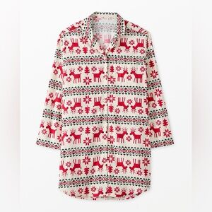 Hanna Andersson Women's Holiday Flannel Nightshirt / Dear Deer / Size M